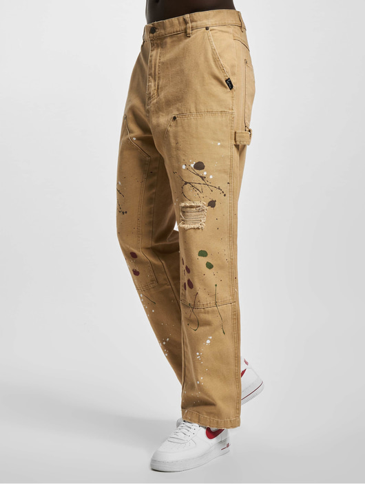 Karl Kani Herren Straight Fit Jeans Paintsplatter in beige 988251