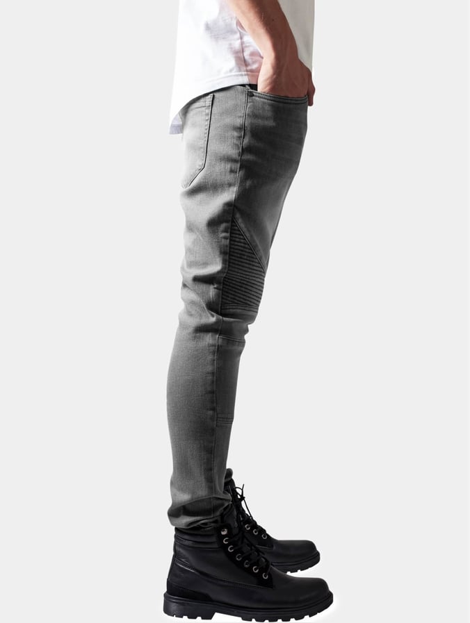 Urban Classics Herren Skinny Jeans Slim Fit Biker In Grau