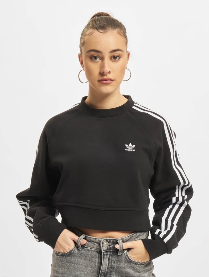 adidas originals black three stripe high neck sweatshirt