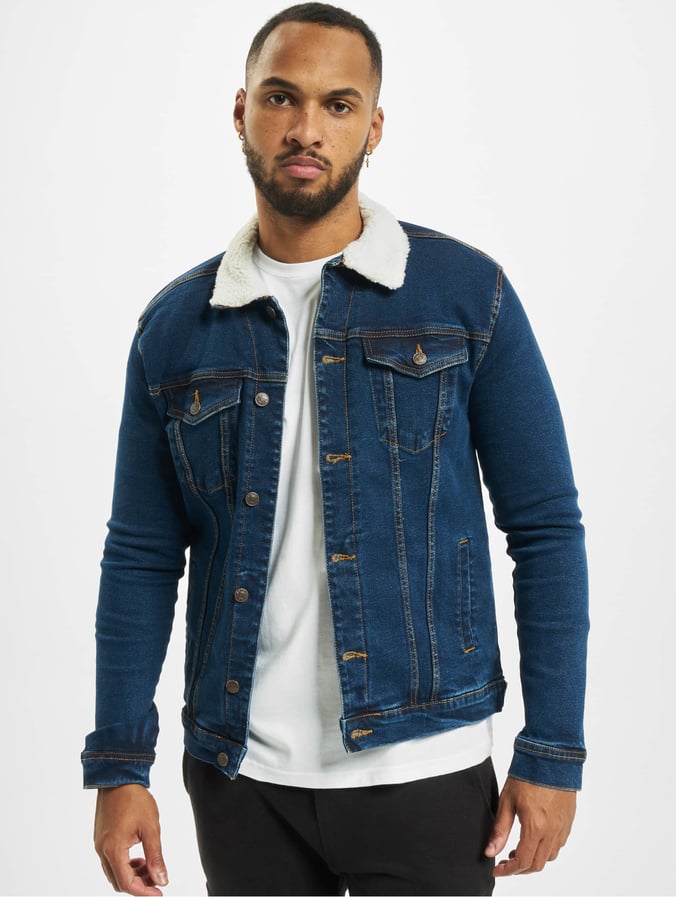 Denim Project Herren Jeansjacken Kash Teddy In Blau