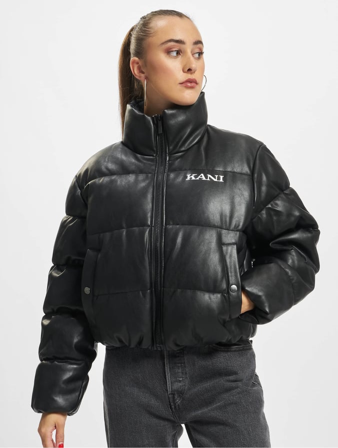 retort Smeltend schapen Karl Kani jas / Gewatteerde jassen Retro Cropped in zwart 930683