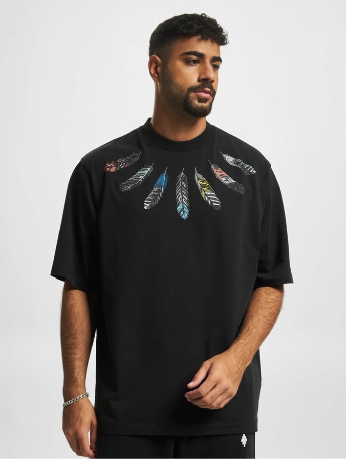 Marcelo Burlon superiór / Camiseta Collar Feathers Over en negro