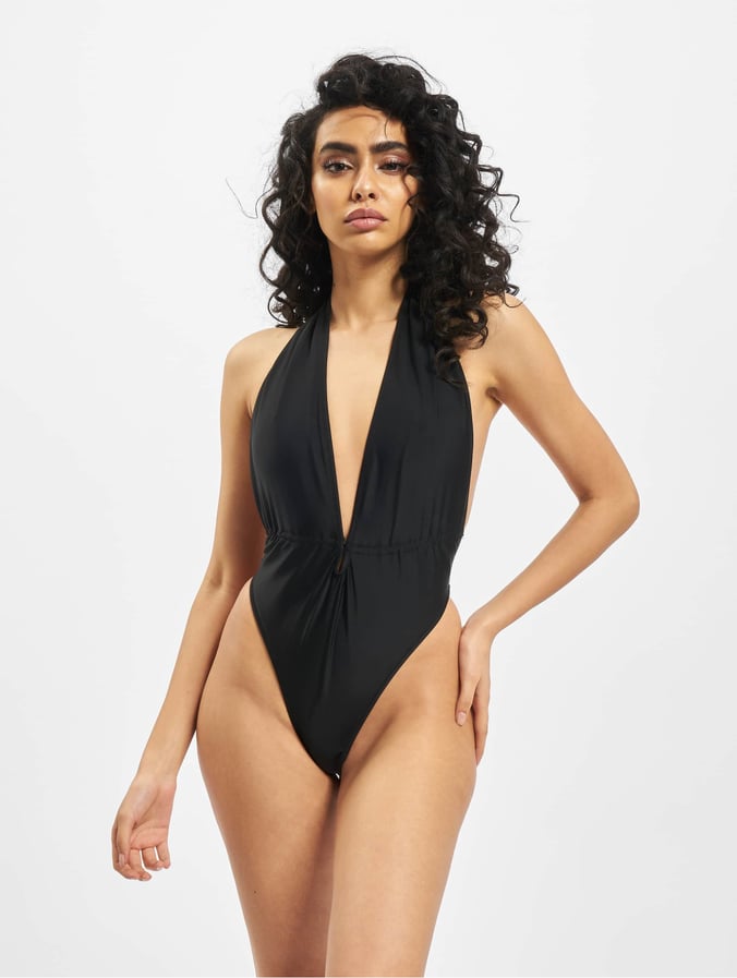 Missguided Damen Badeanzug Plunge Halterneck In Schwarz