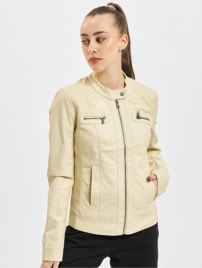 Only Takit | Onlbandit Faux Noos Leather Biker Nahkatakit | Beige 804300