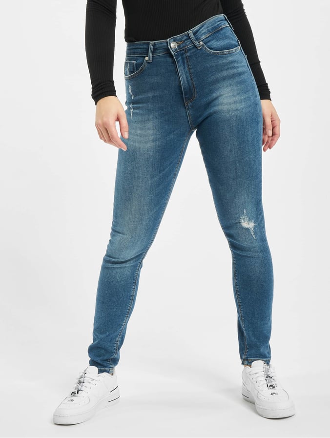 Only Damen Skinny Jeans Onlpaola High Waist Ankle In Blau