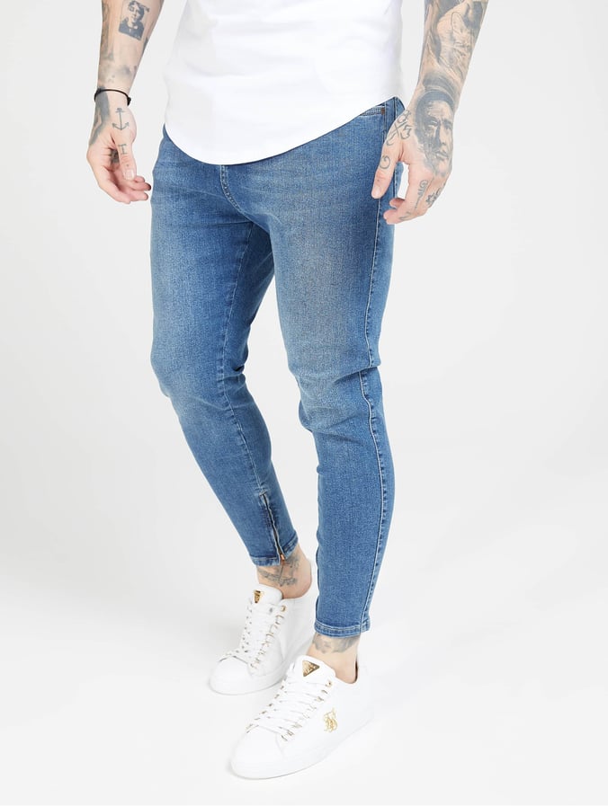 Sik Silk Herren Slim Fit Jeans Drop Crotch In Blau