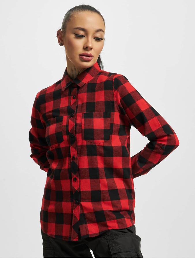 Urban Classics Hemd Ladies Turnup Checked Flanell in rot 263894