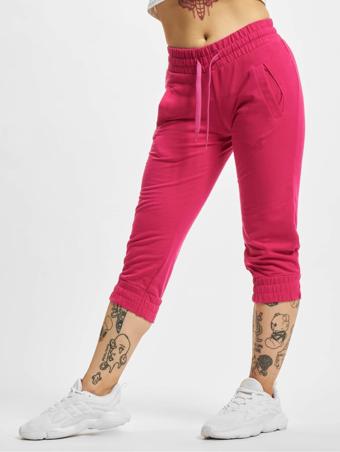 pin Bonus Rond en rond Urban Classics broek / shorts Ladies French Terry Capri in pink 75209