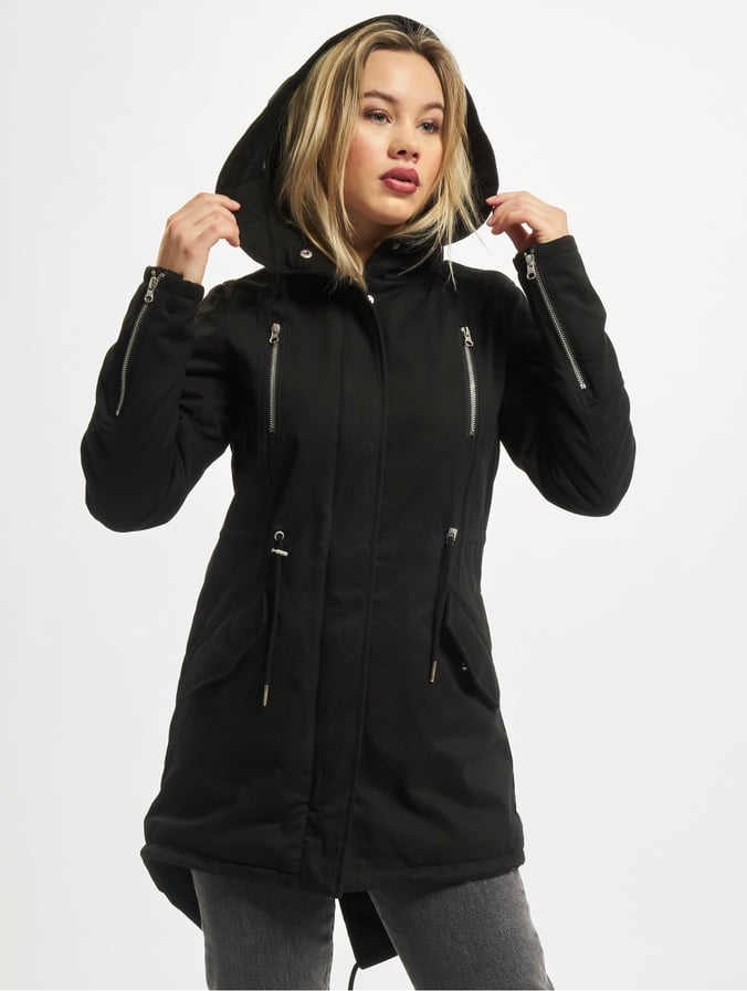 conservatief Slink krassen Urban Classics jas / winterjas Ladies Sherpa Lined Cotton in zwart 294004