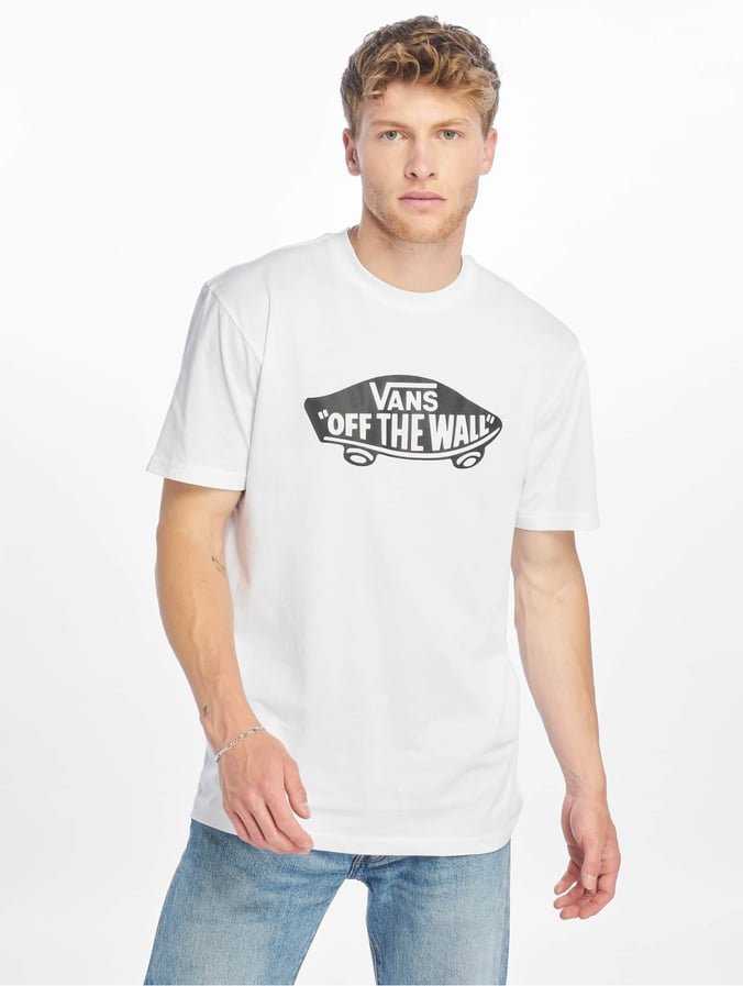 mikro Socialist På hovedet af Vans Herren T-Shirt Off The Wall in weiß 108478