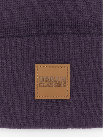 Beanie muts UC leather patch plum