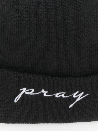 Urban Classics Beanie Muts Pray Embroidery Zwart/Wit