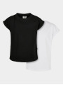 Urban Classics Dames Tshirt -Kids 158/164- Organic Extended Shoulder 2-pack Zwart/Wit