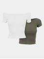 Urban Classics Off shoulder top -XL- Rib Tee 2-Pack Olijfgroen/Wit