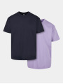 Urban Classics Heren Tshirt -L- Heavy Oversized 2-Pack Blauw/Paars