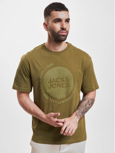 Jack & Jones / t-shirt Twill Puff Crew Neck in olijfgroen