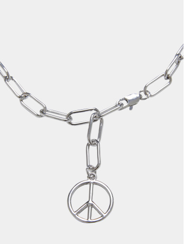 Urban Classics / armband Y Chain Peace Pendant in zilver