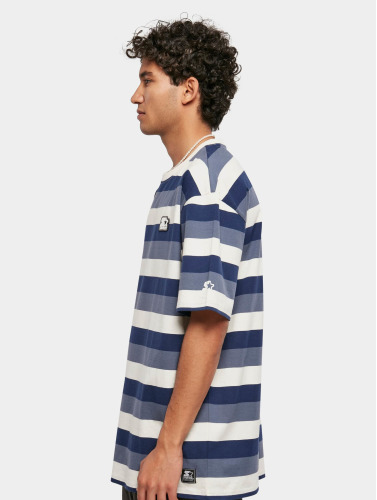 Starter Black Label Heren Tshirt -M- Sun Stripes Oversize Blauw/Wit