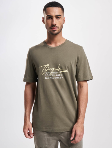 Jack & Jones / t-shirt Splash Branding Crew Neck in olijfgroen