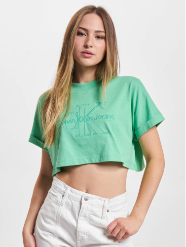 Calvin Klein Jeans / t-shirt Monologo Cropped in groen
