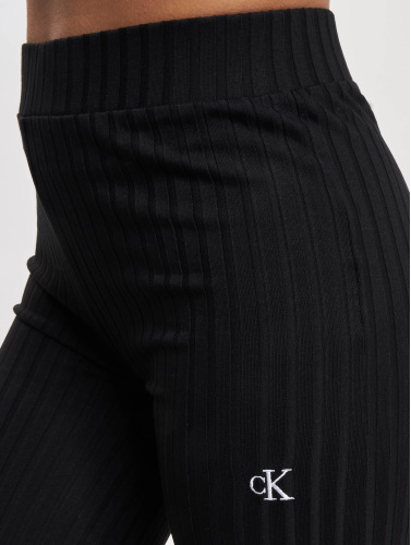 Calvin Klein Elongated Rib Pants Broeken & Jumpsuits Dames - Jeans - Broekpak - Zwart - Maat XS