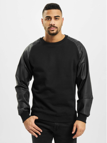 Urban Classics Sweater/trui -L- Raglan Leather Imitation Crew Zwart