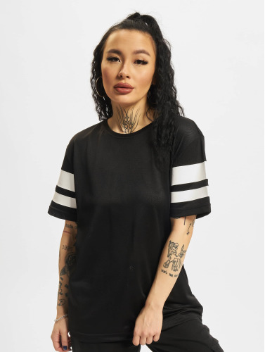 Urban Classics Dames Tshirt -XS- Stripe Mesh Zwart/Wit