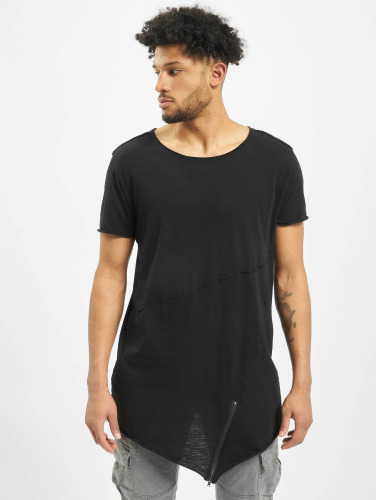 Urban Classics Heren Tshirt -XL- Long Open Edge Front Zip Zwart