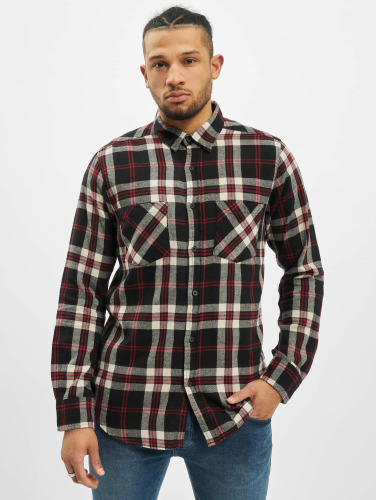 Urban Classics Overhemd -M- Checked Flanell Zwart/Rood