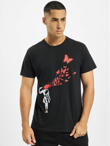 Merchcode / t-shirt Banksy Butterfly in zwart