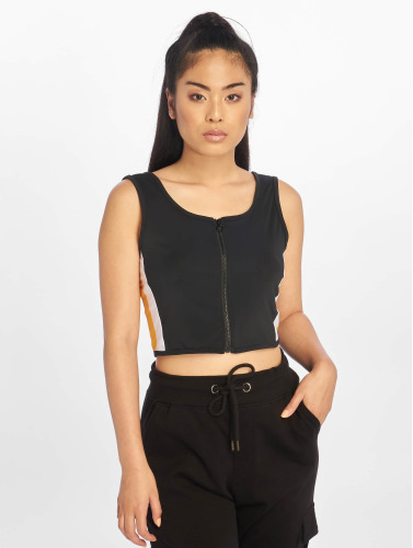 Urban Classics / top Side Stripe Crop Zip in zwart