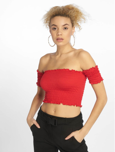 Urban Classics / top Cold Shoulder Smoke Cropped in rood
