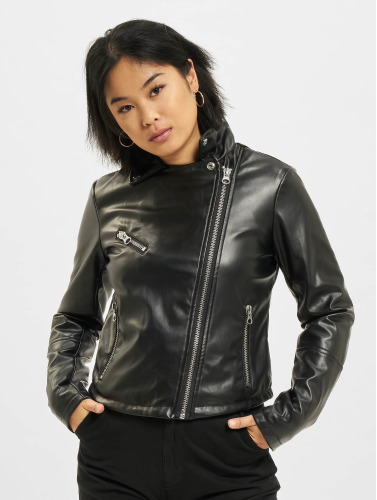 Urban Classics / leren jas Faux Leather Biker in zwart
