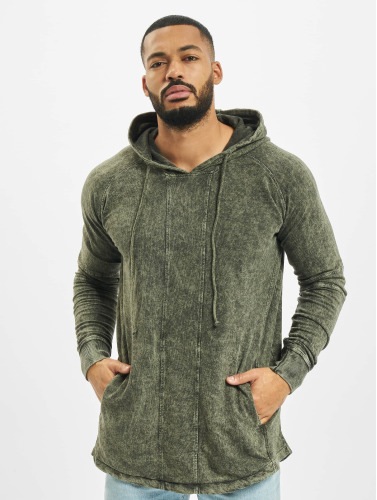 Urban Classics / Hoody Terry Acid Washed Long Shaped in olijfgroen