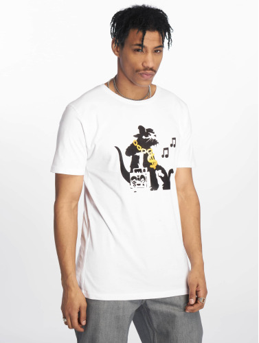 Merchcode / t-shirt Banksy Hiphop Rat in wit