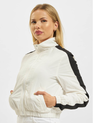 Urban Classics Trainings jacket -XL- Short Striped Crinkle Wit/Zwart