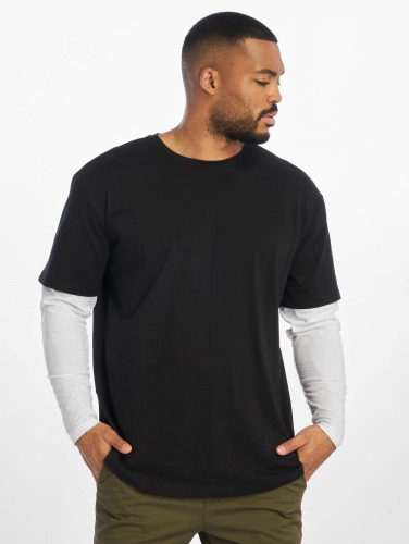 Urban Classics Longsleeve shirt -M- Oversized Shaped Double Layer Zwart/Wit