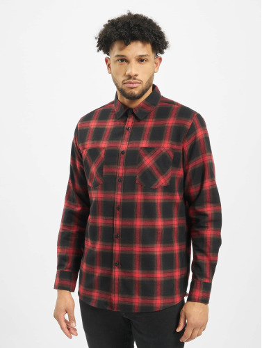 Urban Classics Overhemd -4XL- Checked Flanell Zwart/Rood