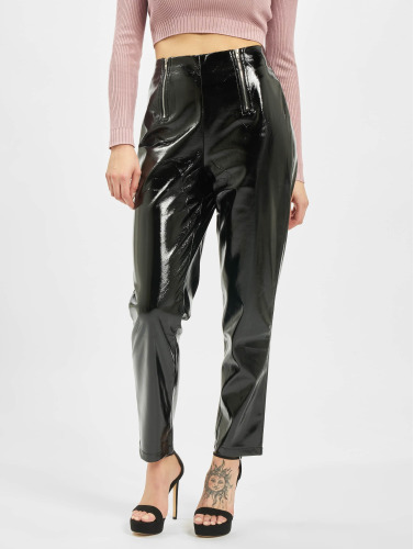 Missguided / Chino Faux Leather High Shine Zip in zwart