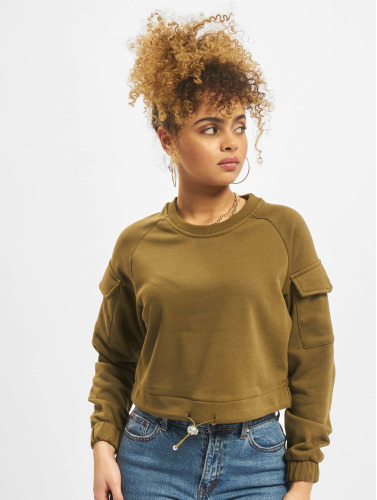 Urban Classics Crop Sweater/Trui -XS- Worker Groen