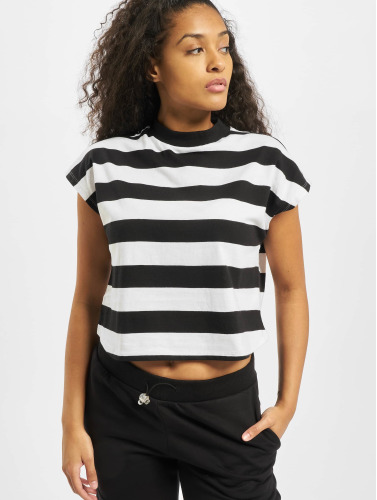 Urban Classics Crop top -S- Stripe Short Zwart/Wit