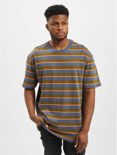 Urban Classics Heren Tshirt -L- Yarn Dyed Oversized Board Stripe Groen/Blauw
