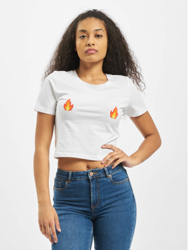 Mister Tee / t-shirt Ladies Flames Cropped in wit