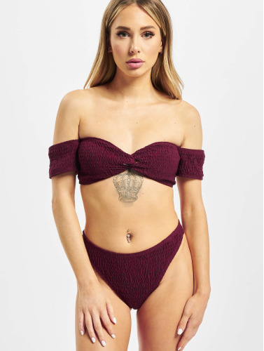 Missguided / Bikini Crinkle Milkmaid And Bottoms in rood