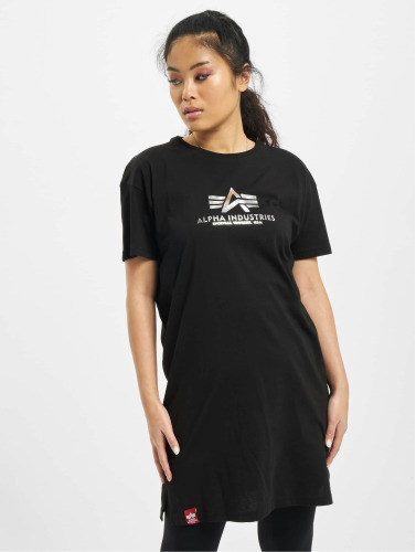 Alpha Industries / t-shirt Basic T Long Foil Print in zwart