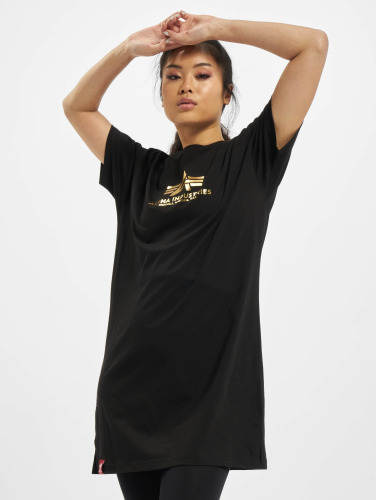 Alpha Industries / t-shirt Basic T Long Foil Print in zwart