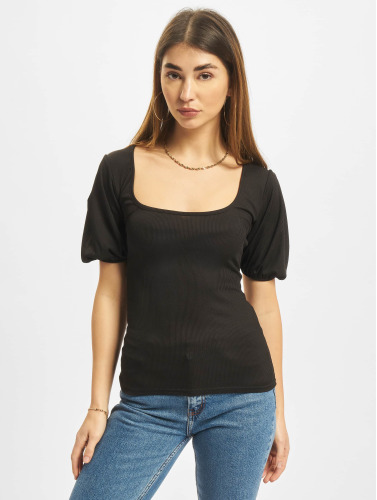 Missguided / top Rib Puff Short Sleeve Square Neck Milkmaid in zwart