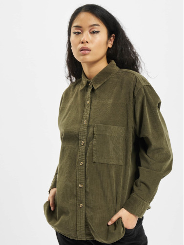 Urban Classics / overhemd Ladies Corduroy Oversized in olijfgroen