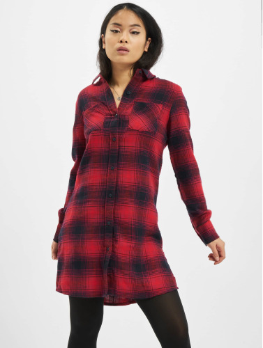 Urban Classics Korte jurk -XL- Check Shirt Rood/Blauw