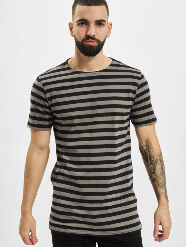 Urban Classics Heren Tshirt -5XL- Stripe Grijs/Zwart